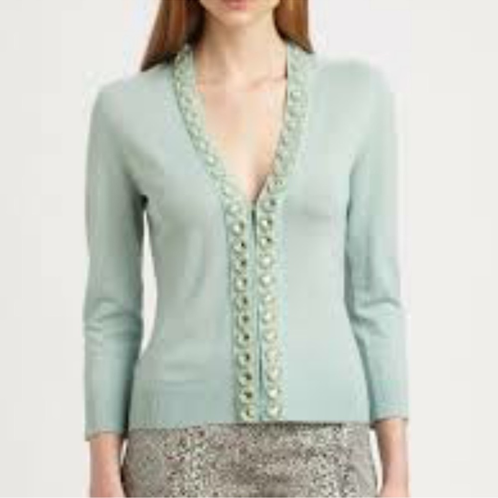 Tory Burch Merino Wool Beaded Cardigan